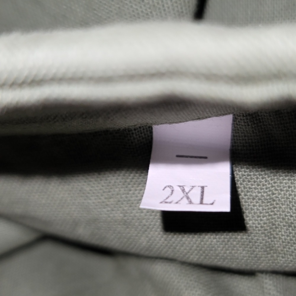 Chic 100%‎ Cotton 2Pc Button-Up Shirt Elastic Waist Pants Sage Boho Resort 2XL - Picture 8 of 10